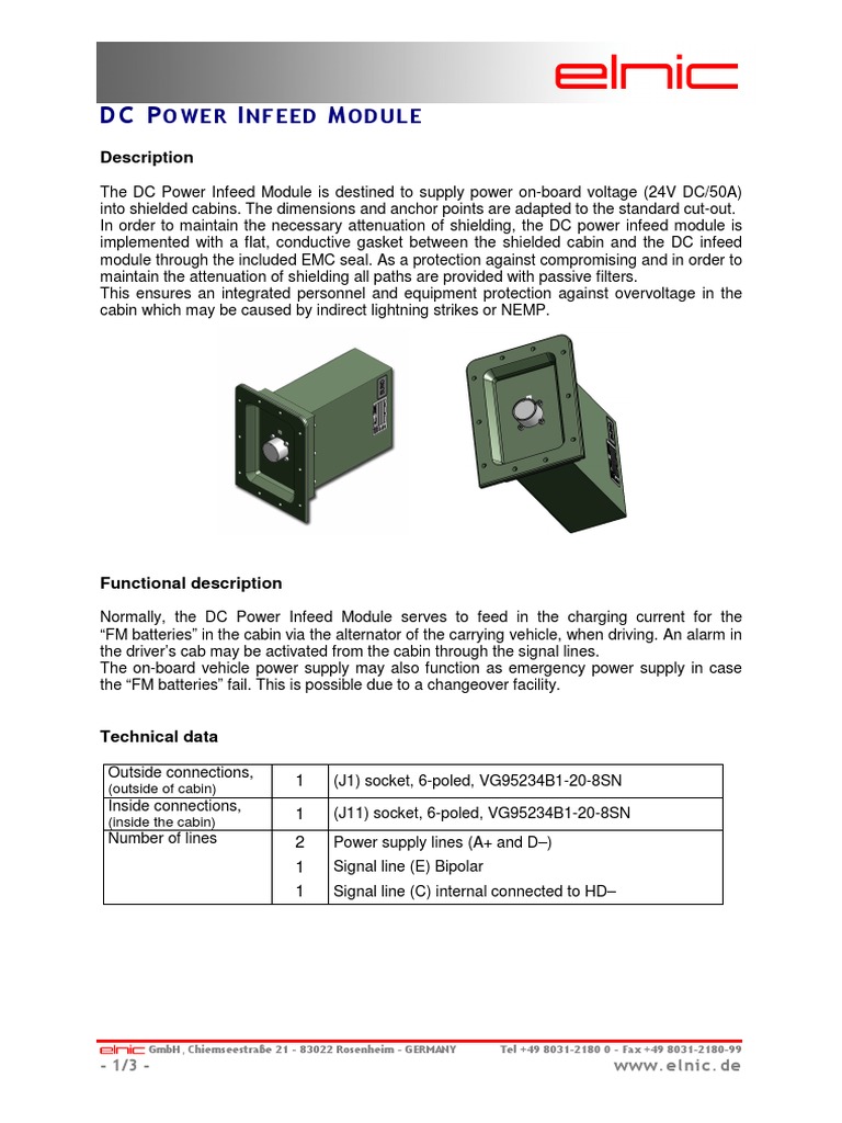 outside inside connections on International Dc Power Infeed Module 2011 Power Supply Voltage