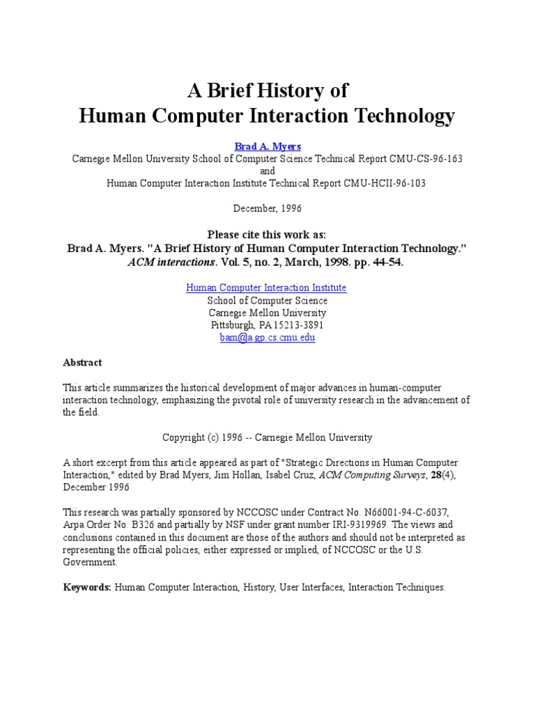 A Brief History Of HCI PDF
