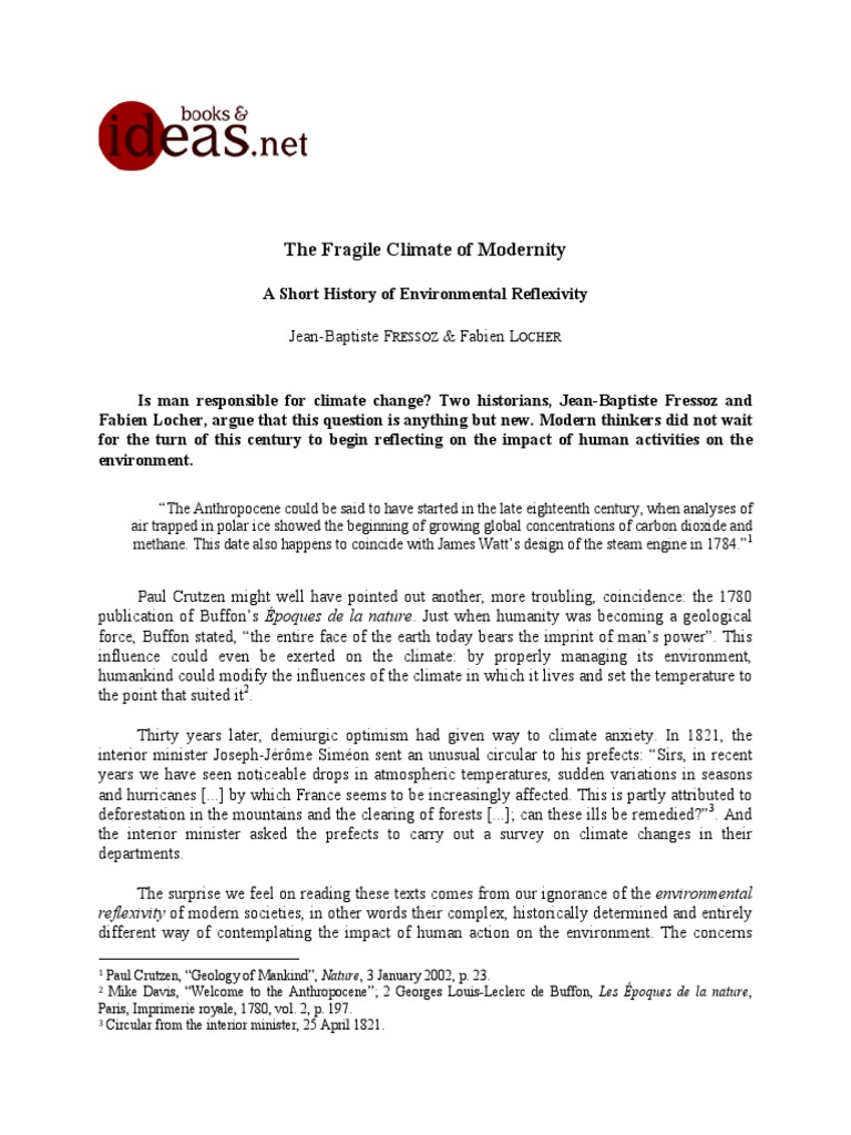 Fressoz Locher The Frail Climate Of Modernity - 
