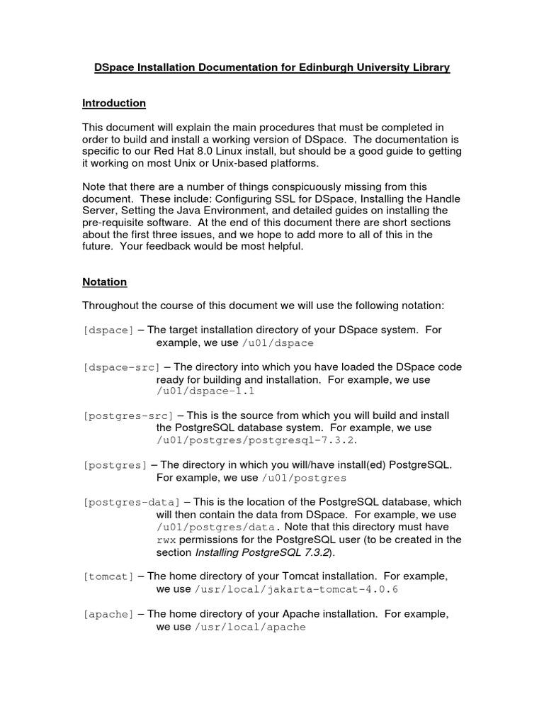 DSpace Installation Guide for Libraries | PDF | Postgre Sql | Apache ...