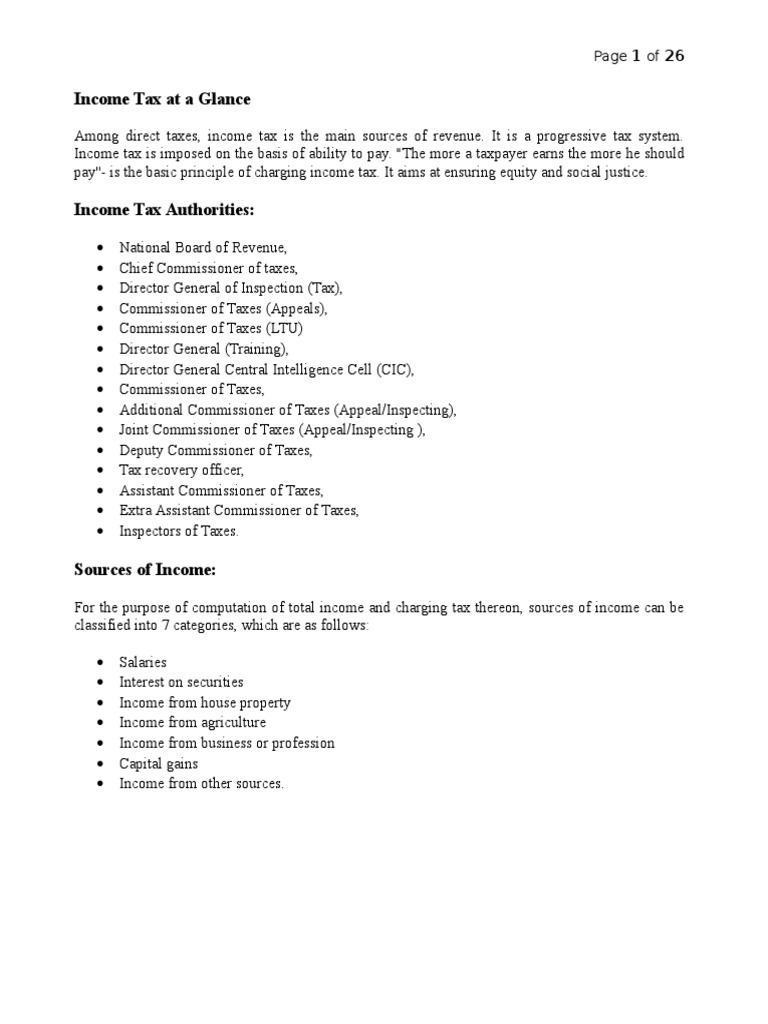 Income Tax at A Glance 2015 2016 Doc File | PDF