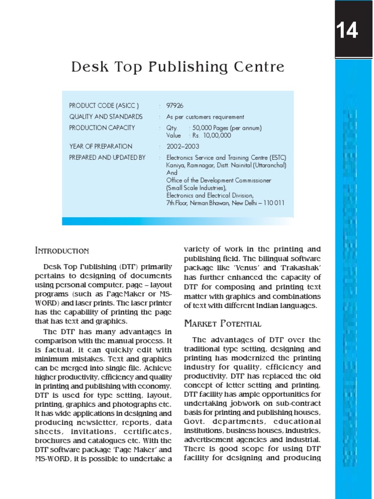 Desktop Publishing Centre Overview | PDF | Printer (Computing) | Office ...