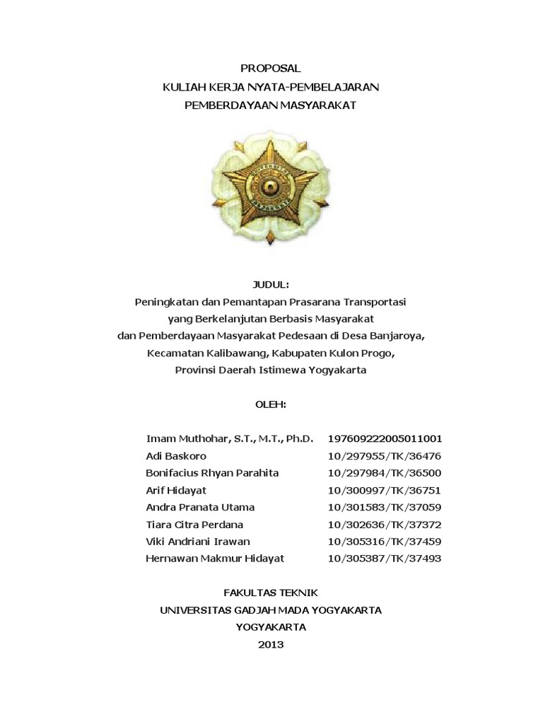 Proposal KKNPPM Ugm Desa Banjaroya 2013 PDF