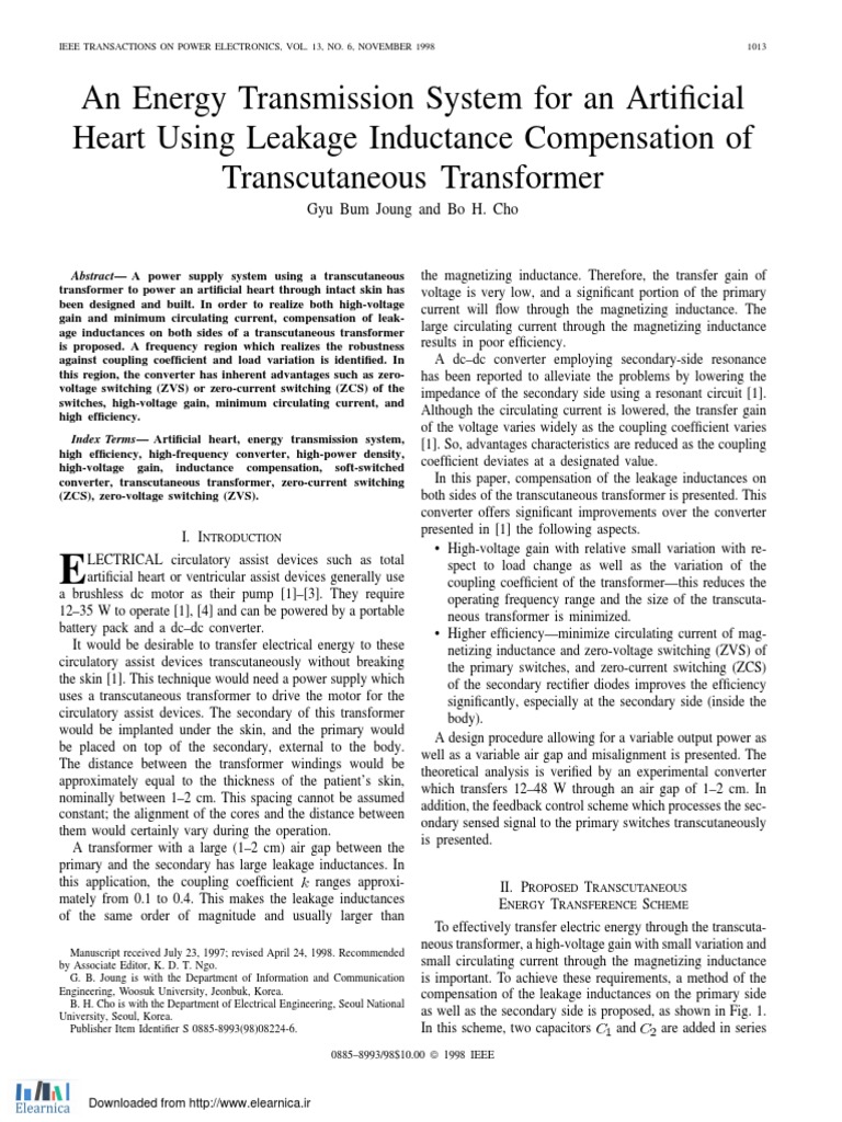 (Elearnica Ir) An Energy Transmission System For An Artificial