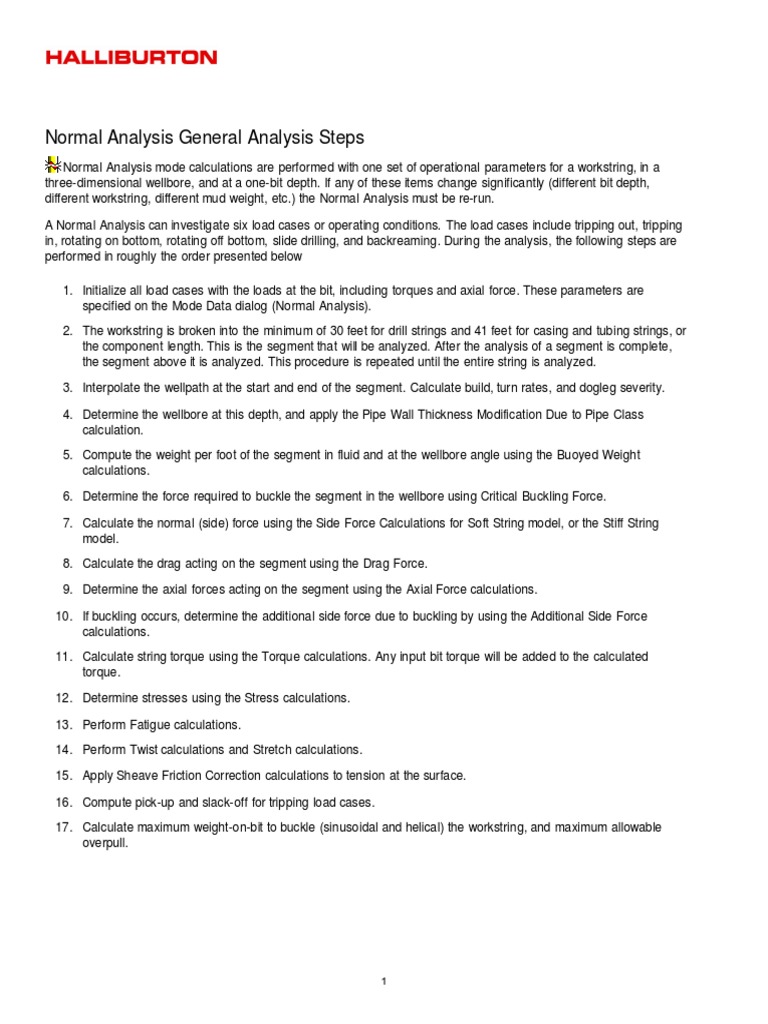 Normal Analysis Steps for Wellbore Operations | PDF | Teaching Methods ...