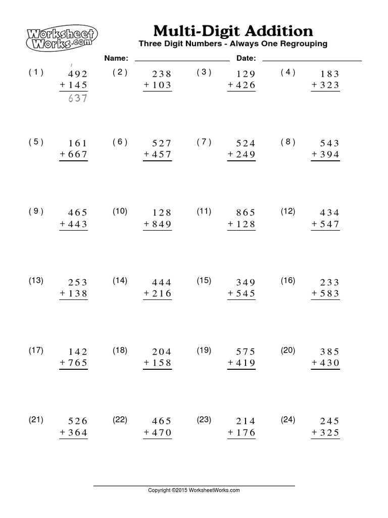 Multi-Digit Addition: Name: Date | PDF