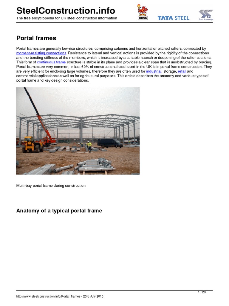 Overview of Portal Frame Structures | PDF | Framing (Construction) | Column