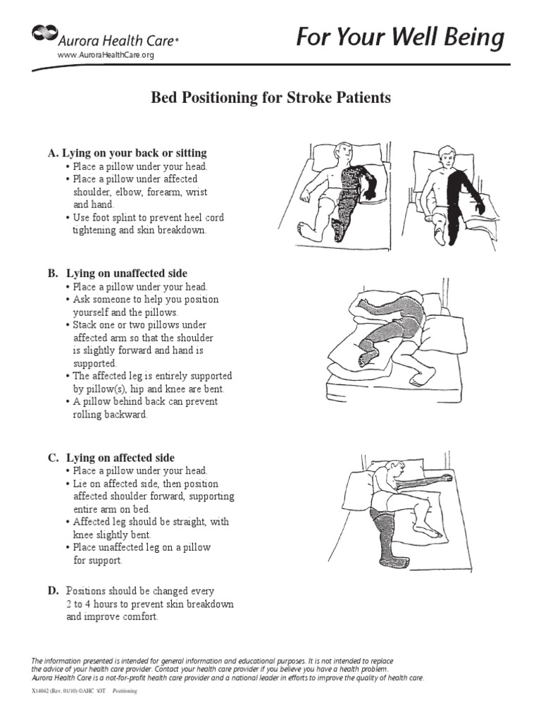 Bed Positioning For Stroke Patients A. Lying On Your Back or Sitting PDF