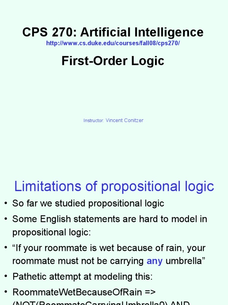 First-Order Logic in AI Concepts | PDF | First Order Logic | Metalogic
