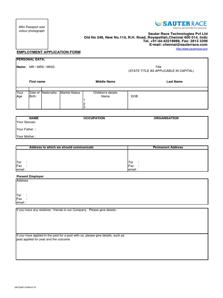 Employment Applicationform | PDF | Labour | Employment