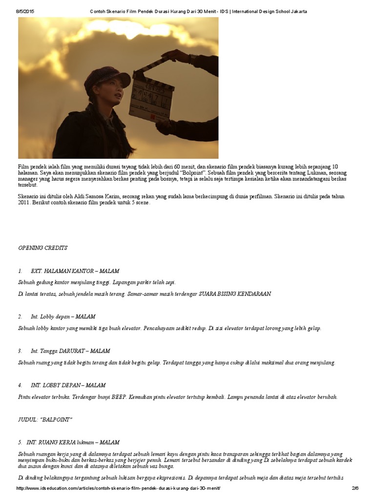 Contoh Skenario Film Pendek Durasi Kurang Dari 30 Menit