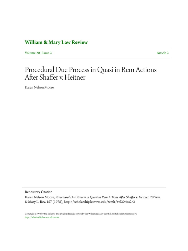 Procedural Due Process in Quasi in Rem Actions After Shaffer v. H.pdf