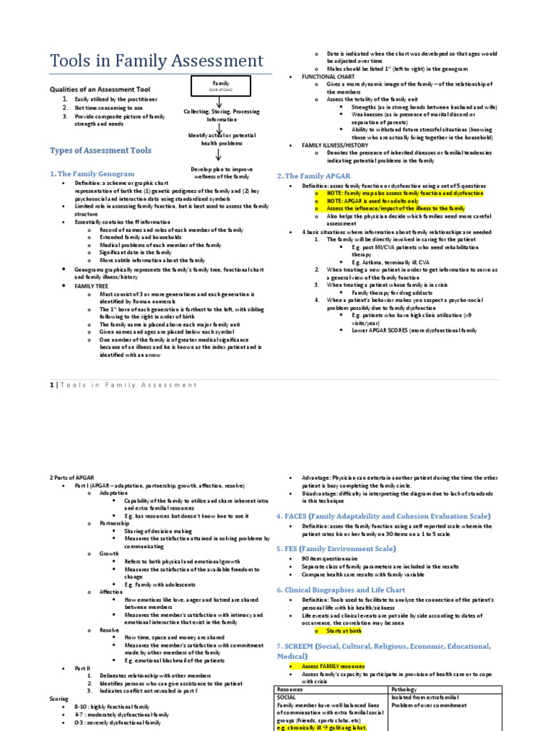 Family Assessment Tools Overview | PDF | Family | Terminal Illness