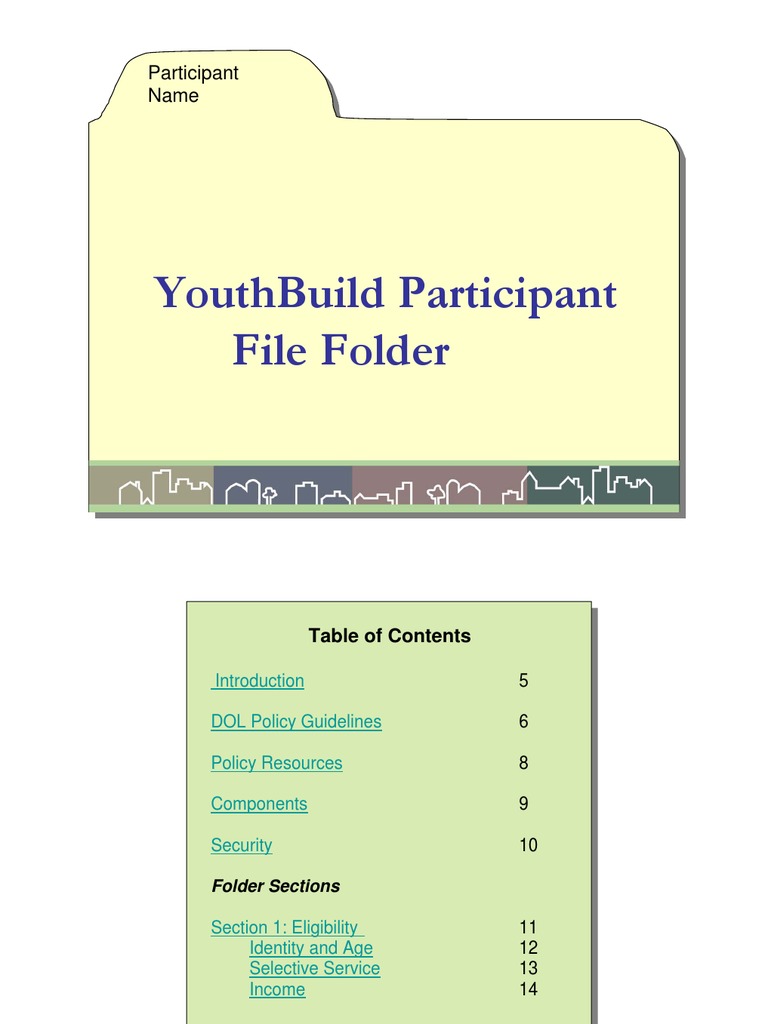 Youthbuild Participant File Folder | PDF | Birth Certificate | Identity ...