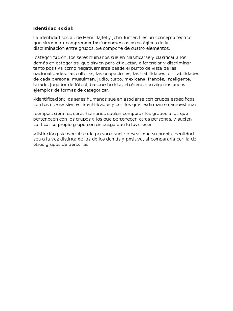 Fundamentos de la Identidad Social | PDF | Ciencia cognitiva | Ciencias ...