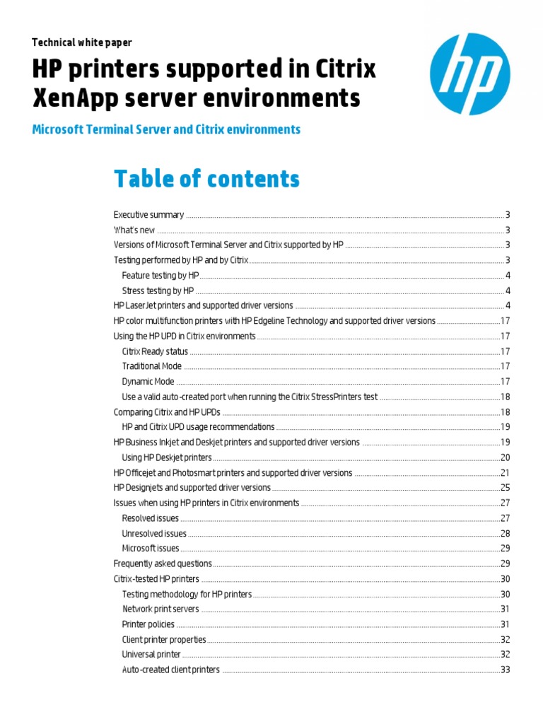 HP Printers Supported in Citrix | Remote Desktop Services | Microsoft  Windows
