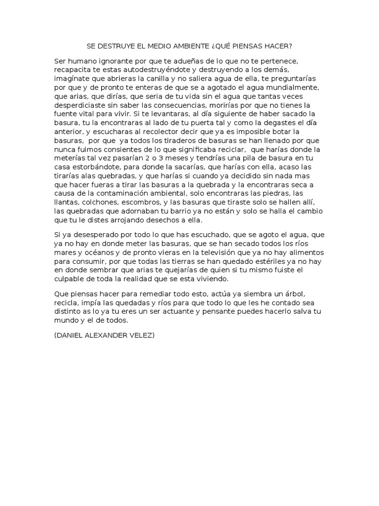 Escrito Para El Periodico Daniel Alexander Velez