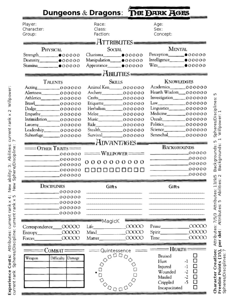 D&D Character Creation Guide | PDF | Sports & Recreation | Games ...