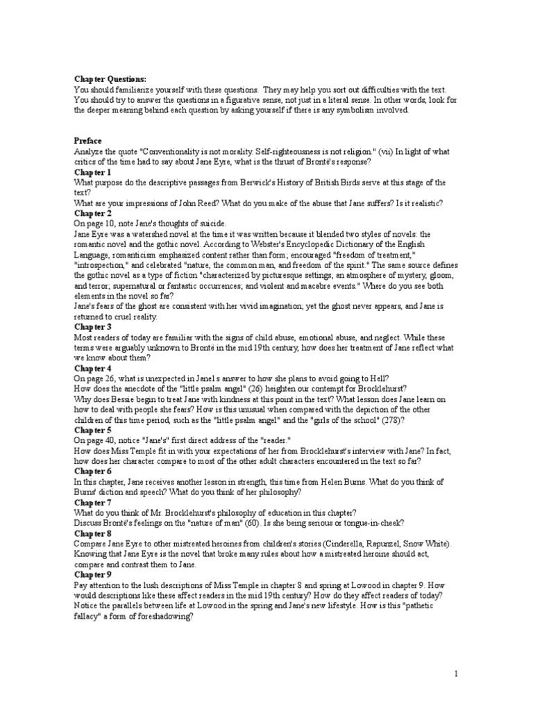 Jane Eyre Chapter 1 Summary And Analysis