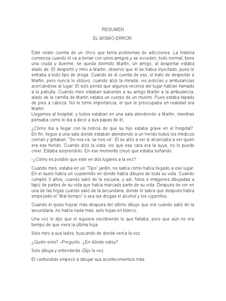 Resumen Del Libro El Mismo Error PDF Ocio