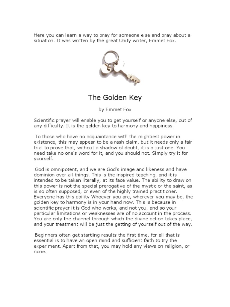 Golden Key Emmet Fox Pdf Prayer God