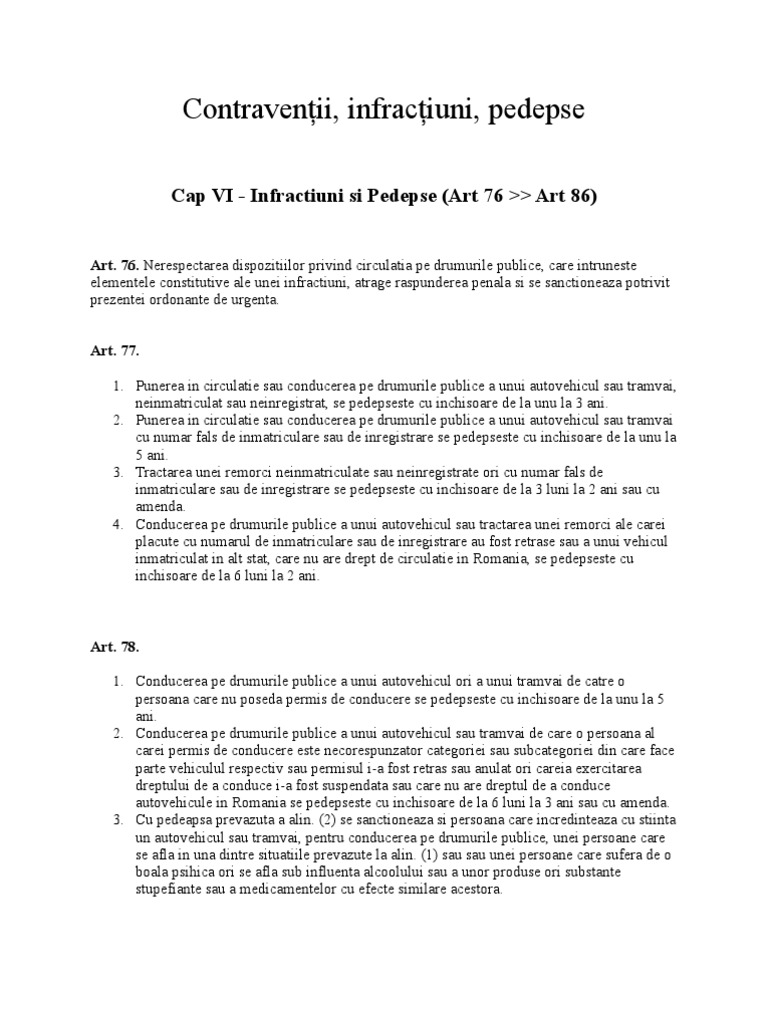 Contravenţii, Infractiuni, Pedepse | PDF