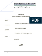 Diagnostico e Informe Psicologico Monografía de Entrevista Psicologica