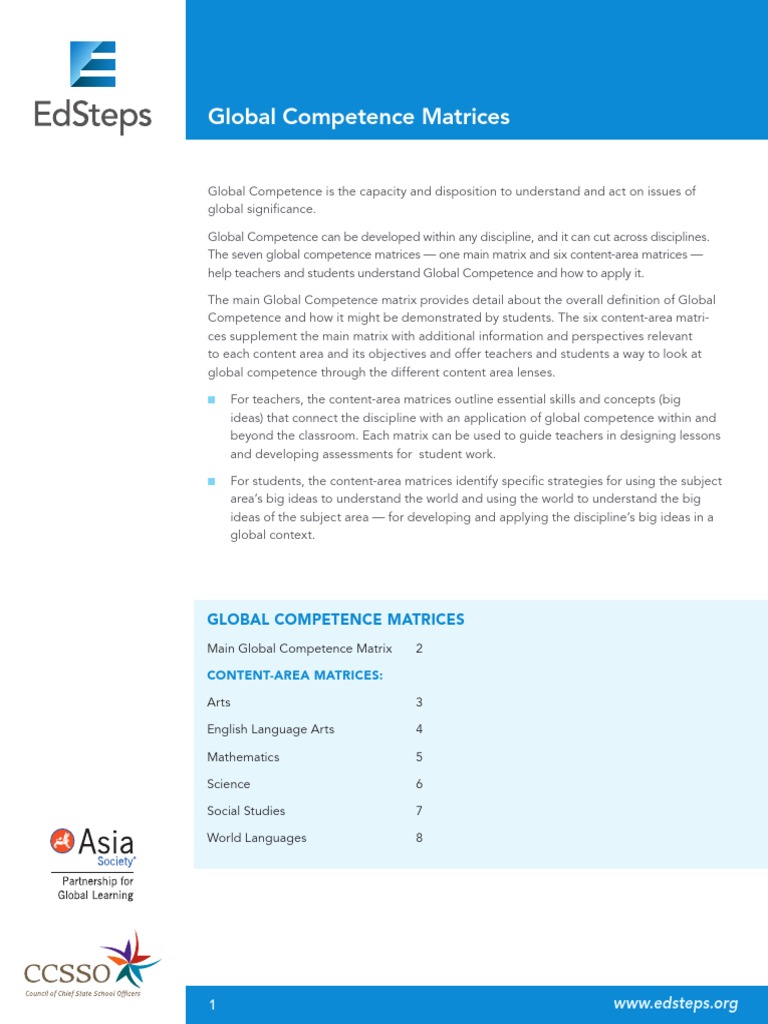Global Competence Matrices Overview | PDF | Science | Communication