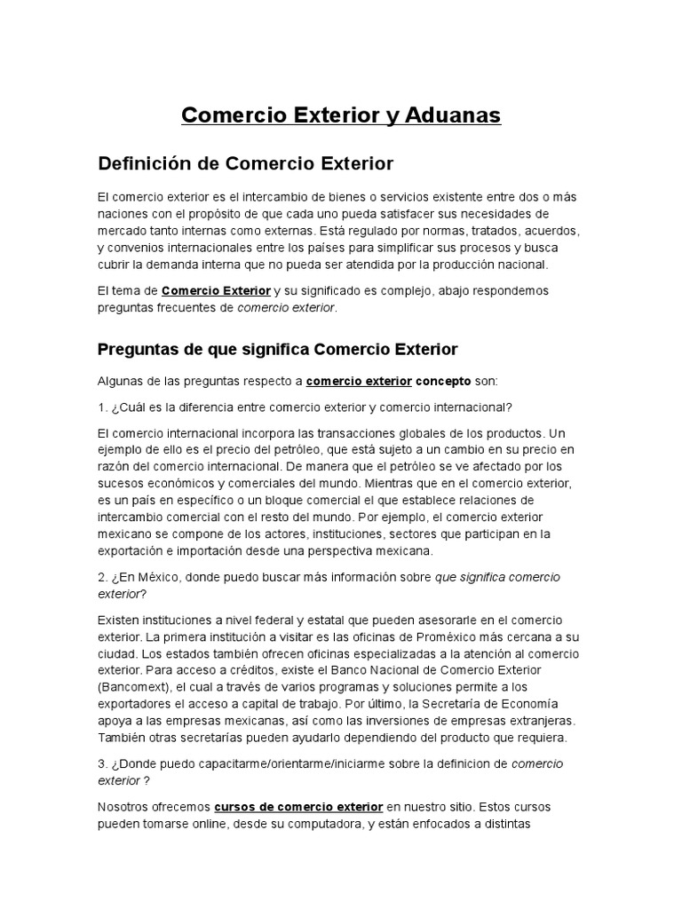 Cual Es La Diferencia Entre Comercio Interior Y Exterior ...