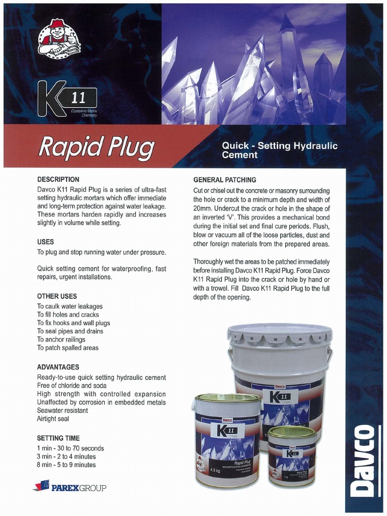 Davco K11 Rapid Plug Datasheet PDF | PDF