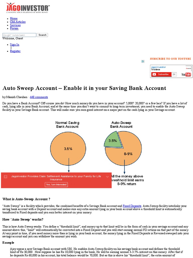 Auto Sweep Account Enable It in Your Saving Bank Account PDF