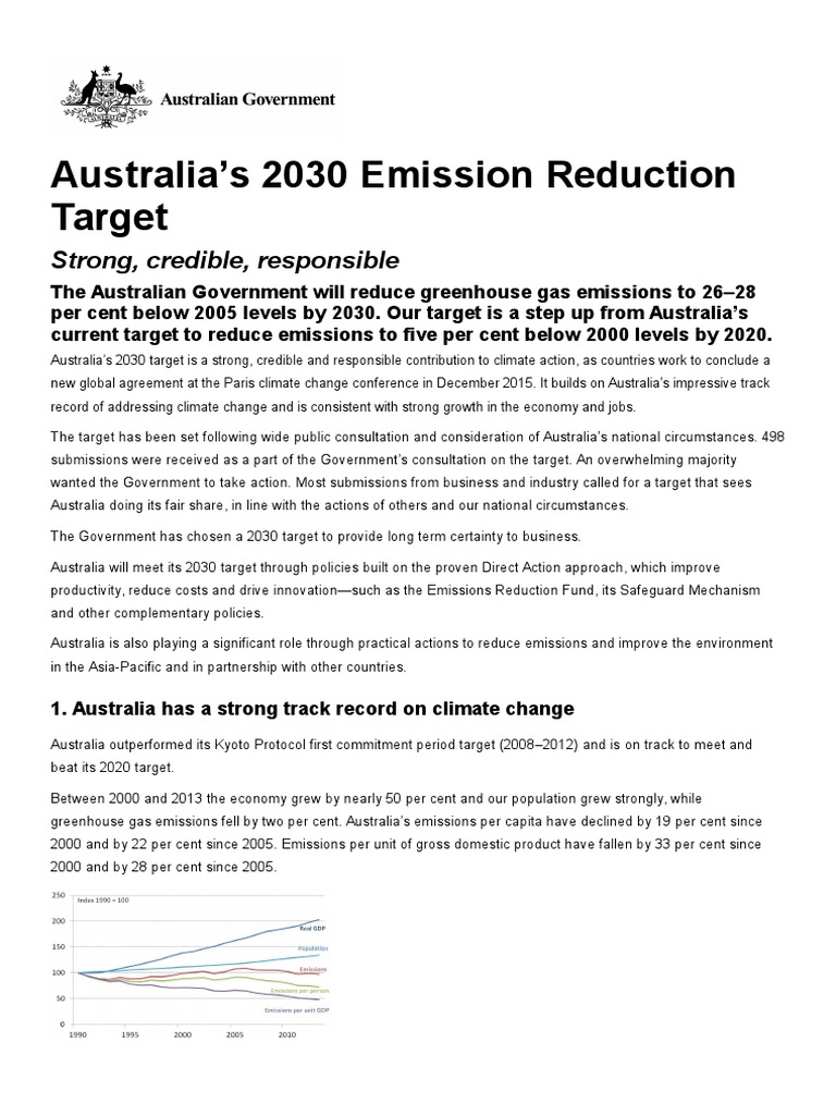 Australias 2030 Emission Reduction Target | PDF | United Nations ...