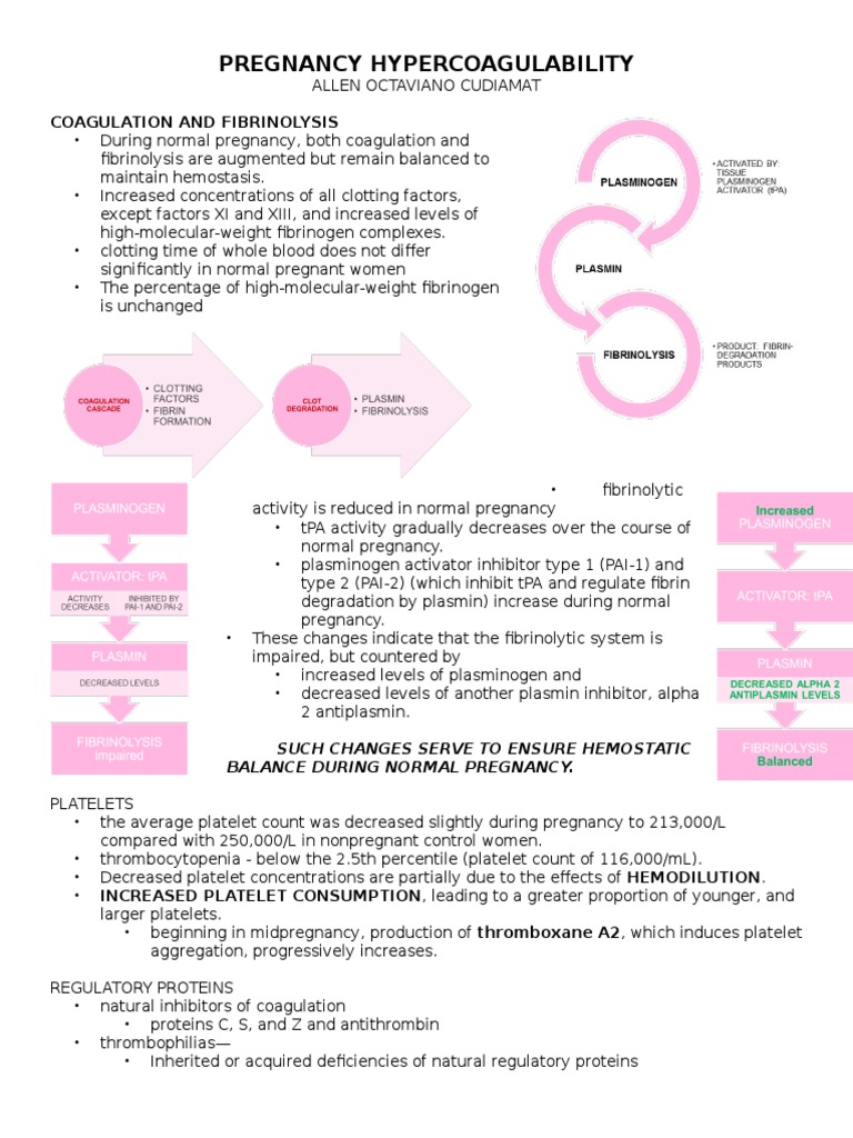 Pregnancy Hypercoagulability: Coagulation and Fibrinolysis | PDF