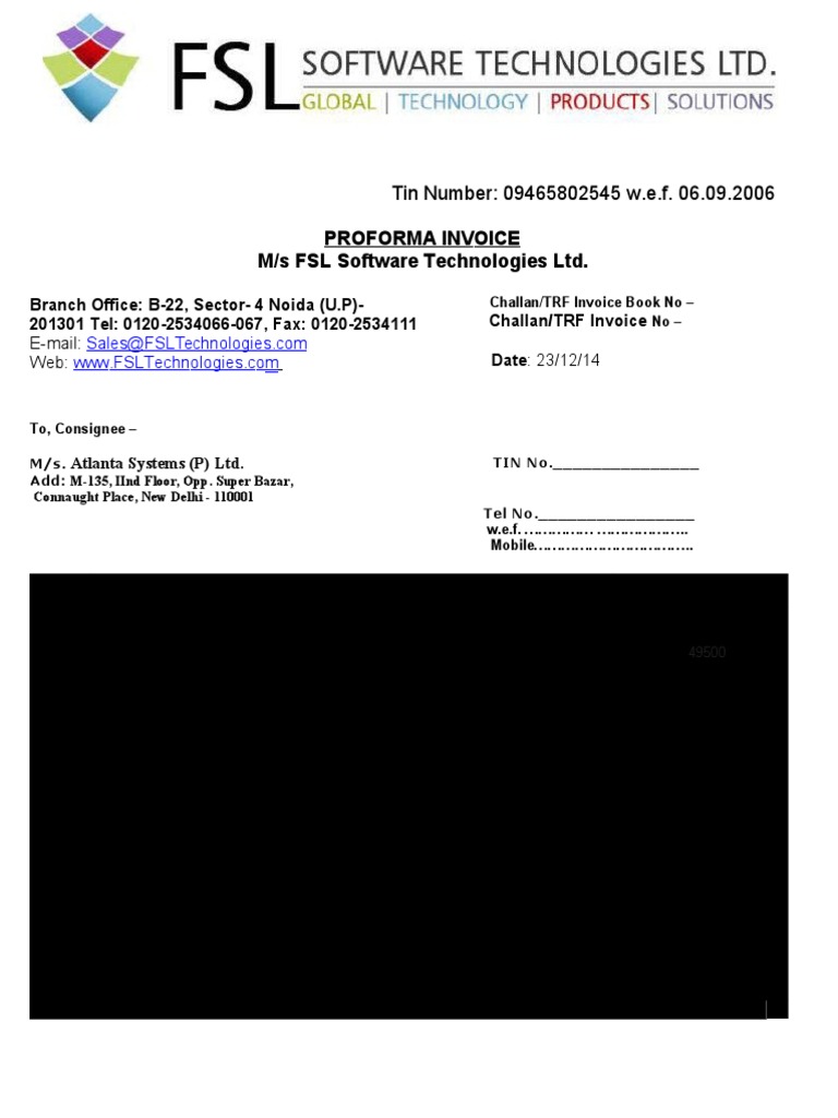 FSL Software Technologies Invoice Details | PDF | Finance & Money ...