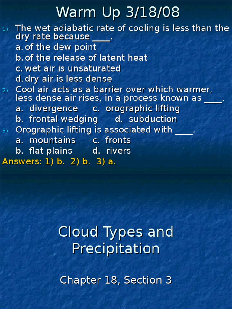 18 3 Cloud Types And Precipitation Ppt Cloud Fog
