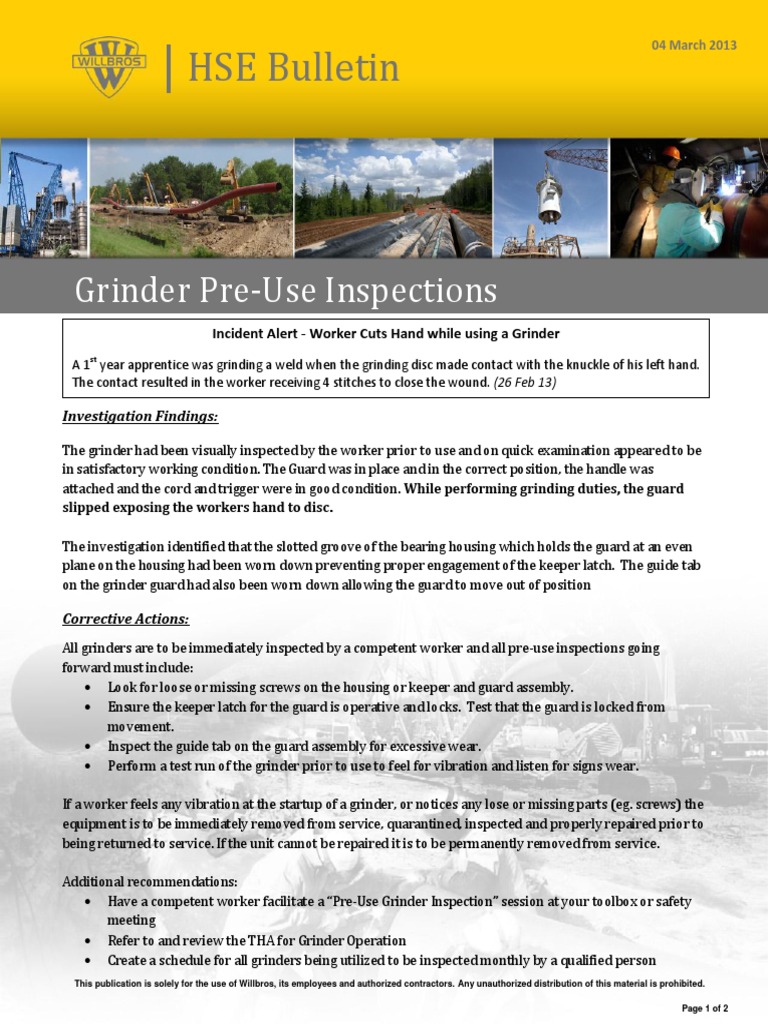 Grinder Pre-Use Safety Inspections | PDF | Home & Garden