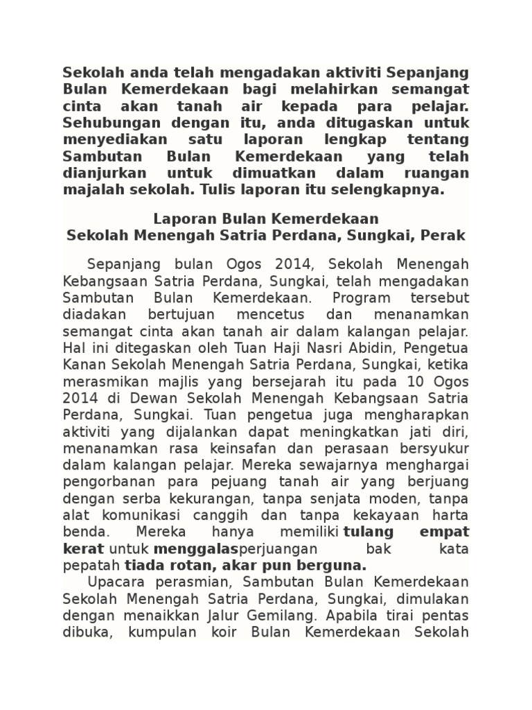 Spm Contoh Karangan Laporan