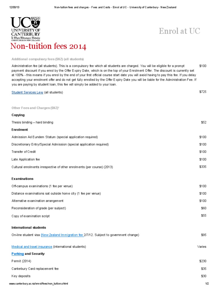 B - Non Tuition Fees | PDF | Fee | Student Loan