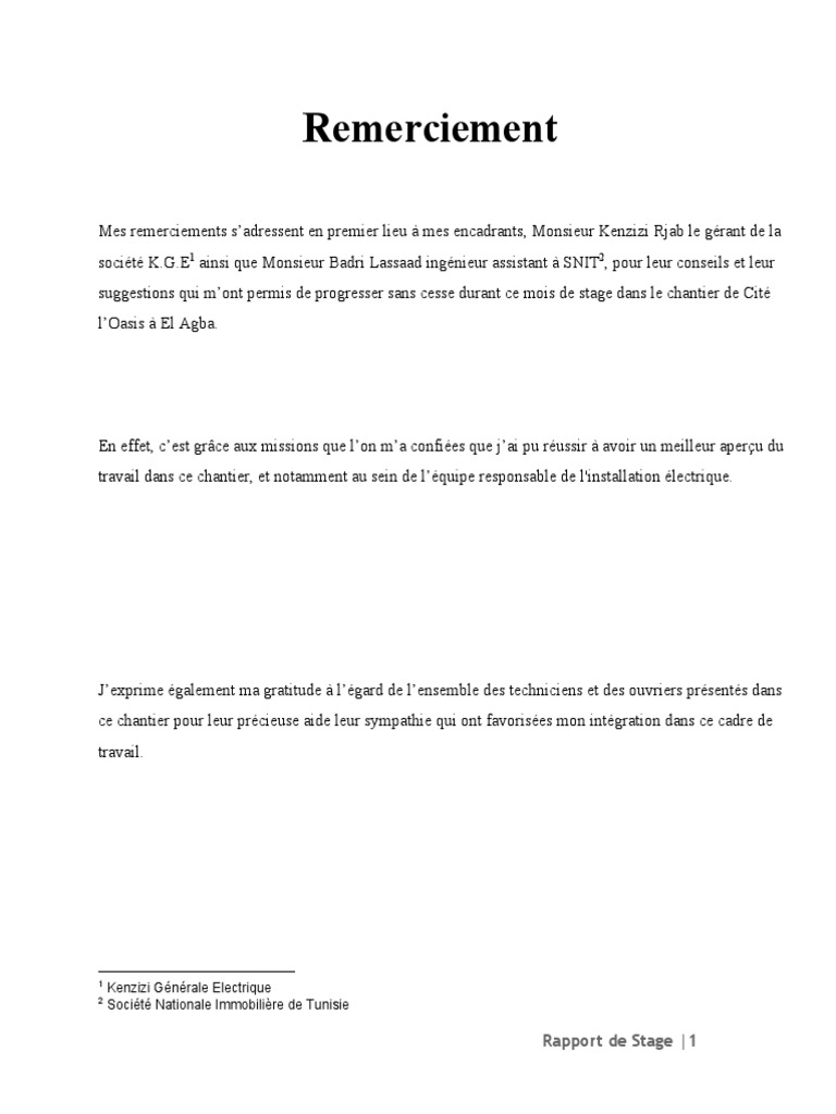 Rapport de Stage Ouvrier  PDF  Tunis  Tunisie