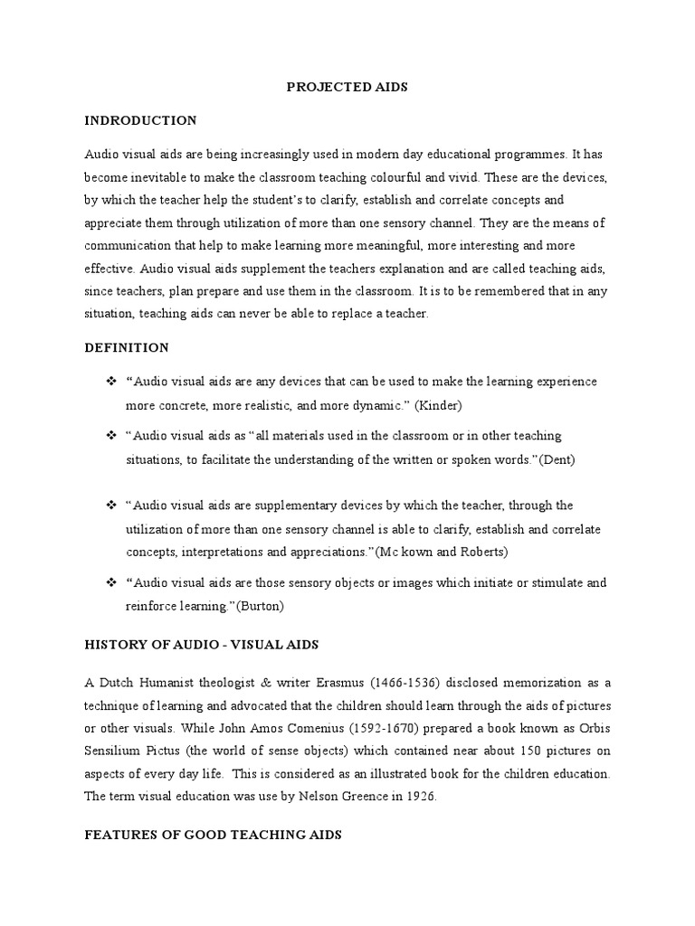 Projected Aids Graphics Teaching And Learning