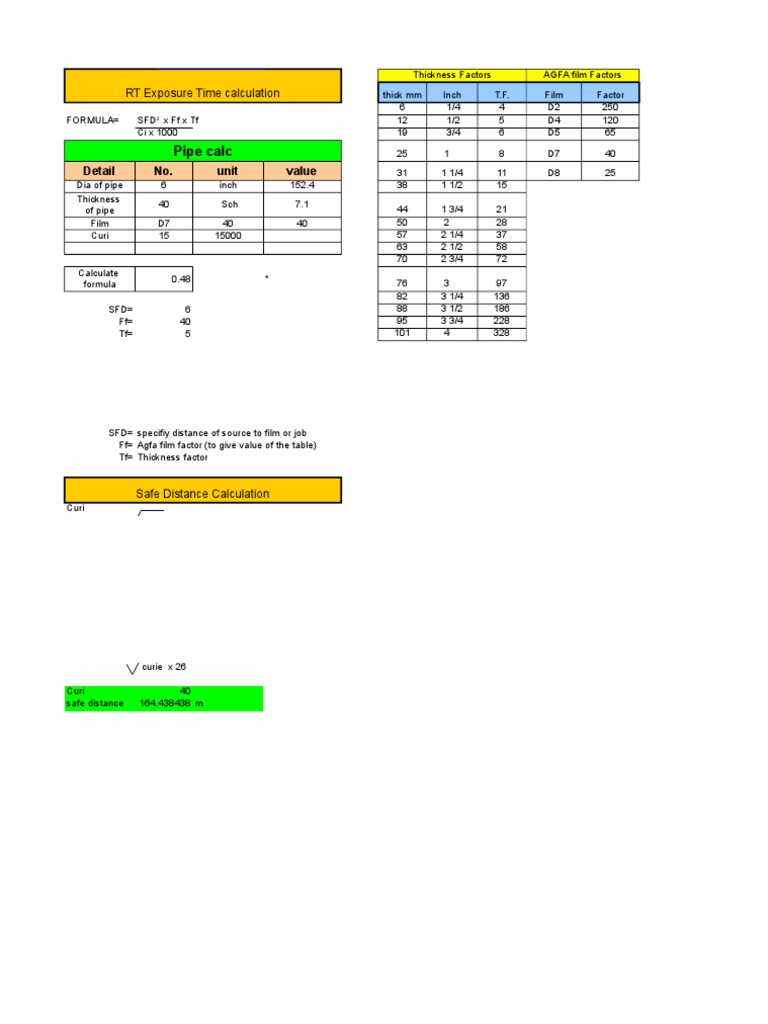 RT Exposure Time and Safe Distance Calculation | PDF