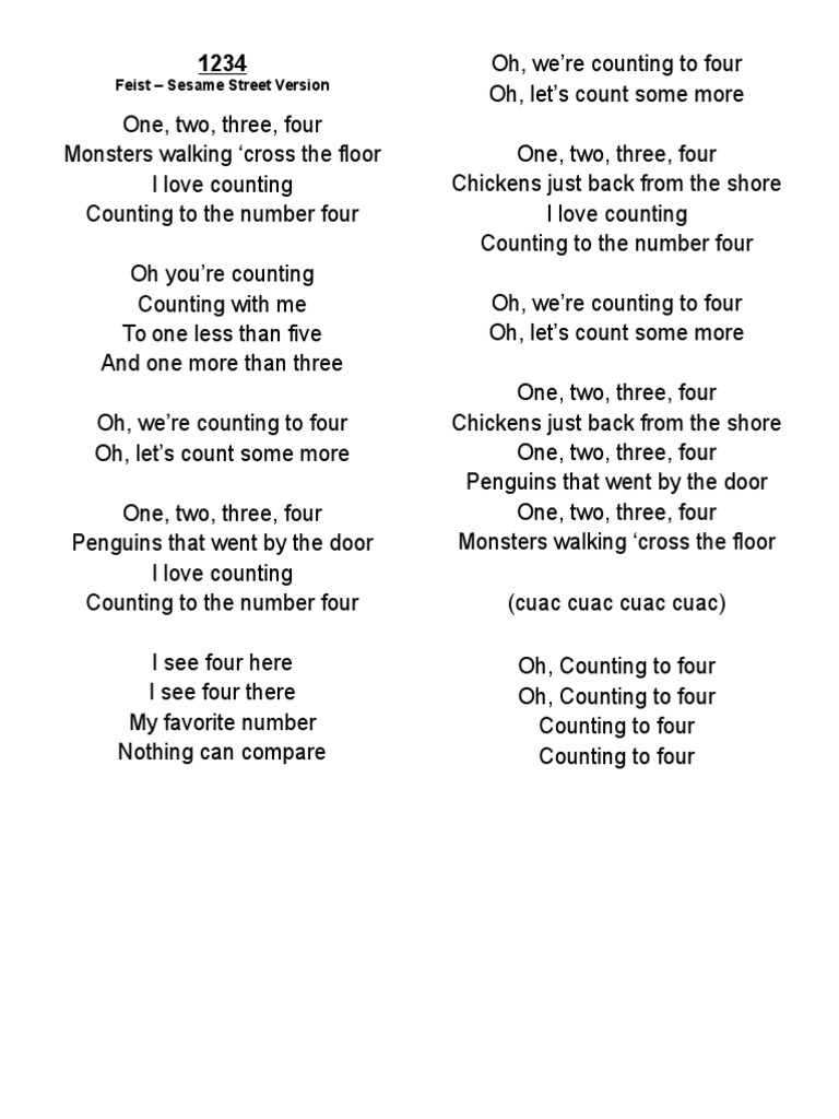 1234 Feist Sesame Street Version Pdf
