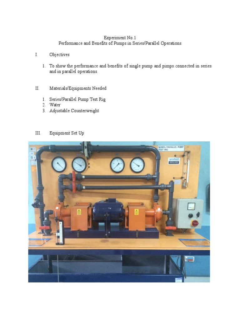 Pumps in Series and Parallel Operations | PDF | Pump | Physical Quantities