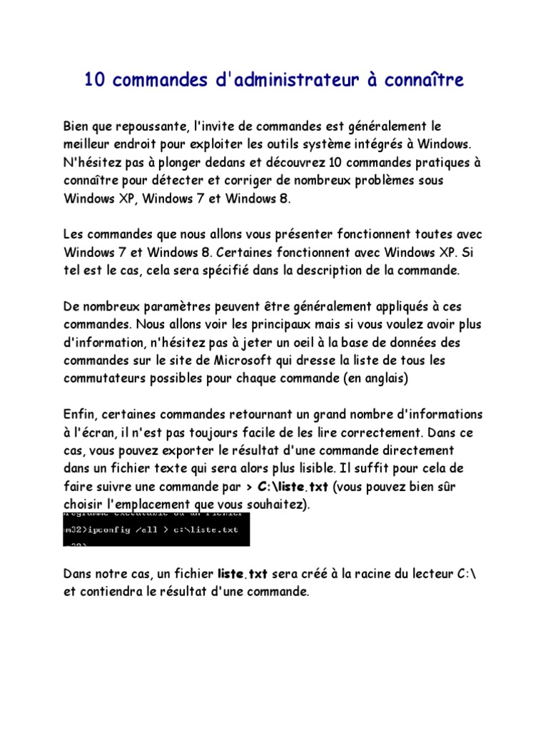 Commandes Admin Windows à Connaître | PDF | Microsoft Windows | Windows ...
