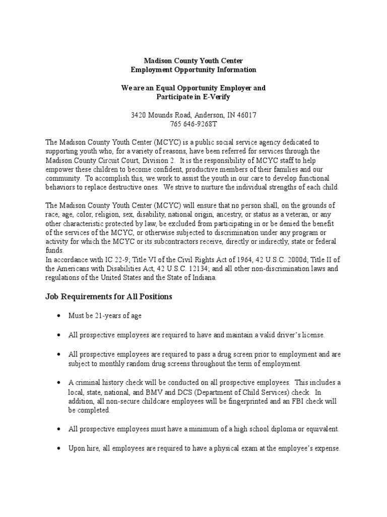 Madison County Youth Center Jobs Child Care Relationships & Parenting