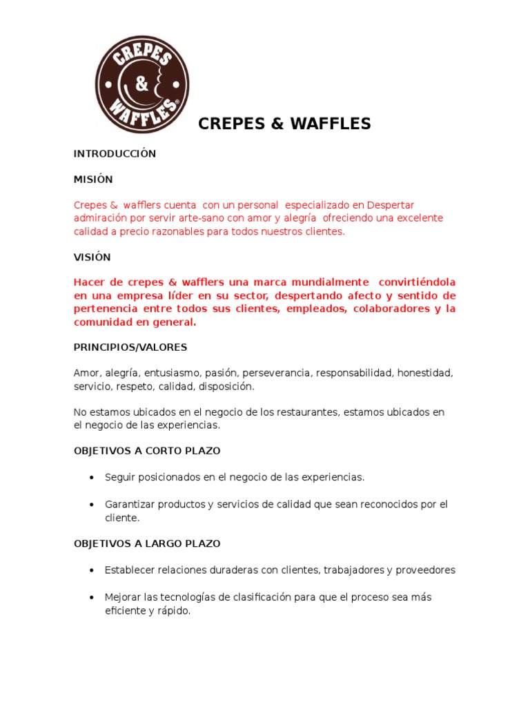 Crepes & Waffles | PDF | Benchmarking | Calidad (comercial)