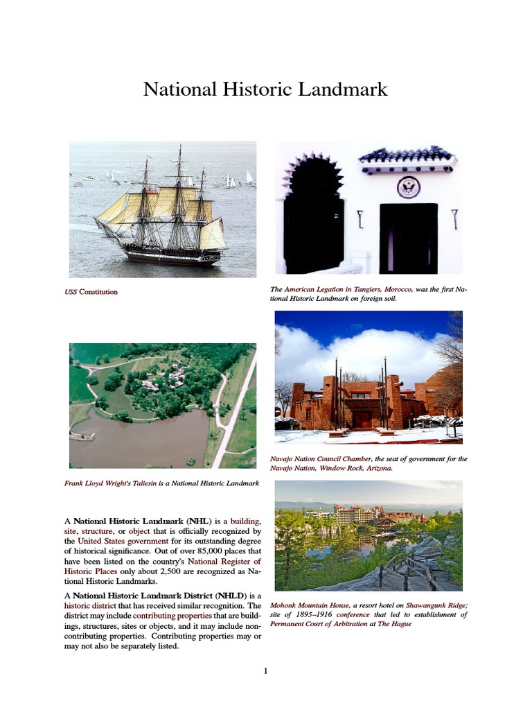 National Historic Landmark Cultural Heritage Tourist Attractions