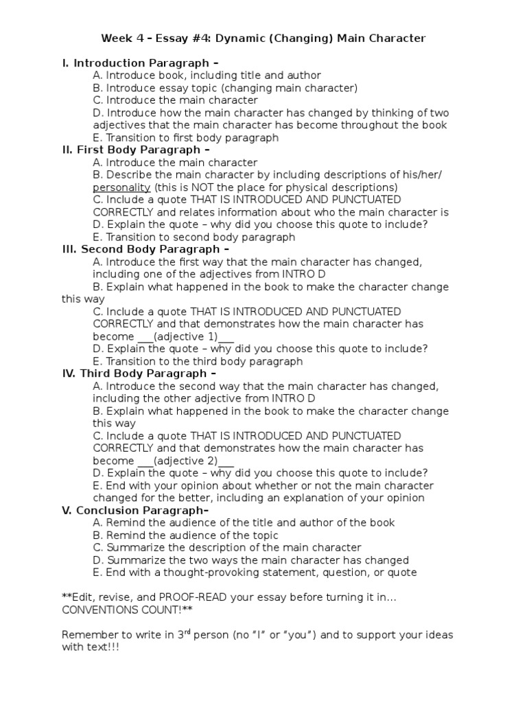 Essay Plan: Dynamic Character Change | PDF