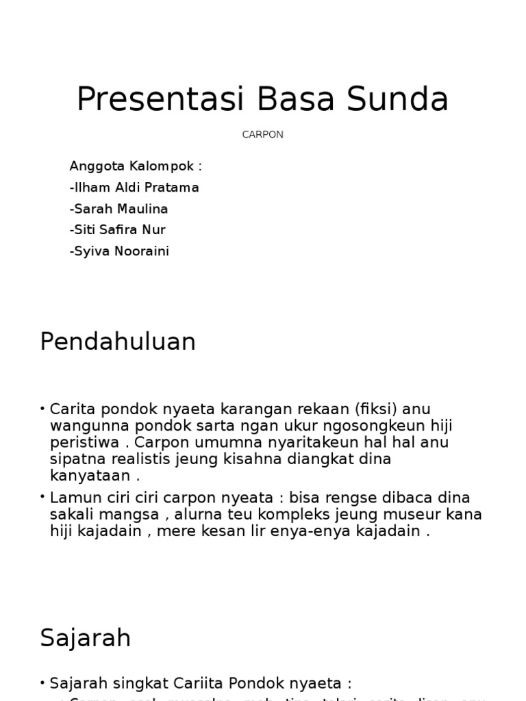 Presentasi Basa Sunda Tentang Carpon