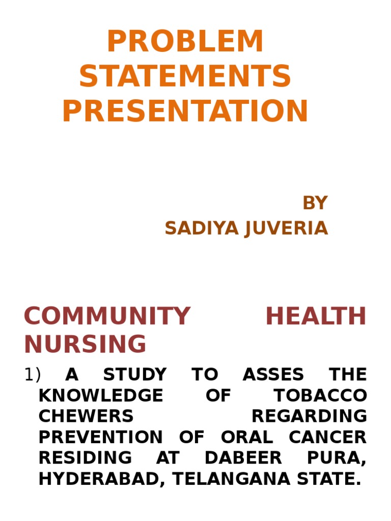 Community Health Nursing Problem Statements | PDF | Science & Mathematics